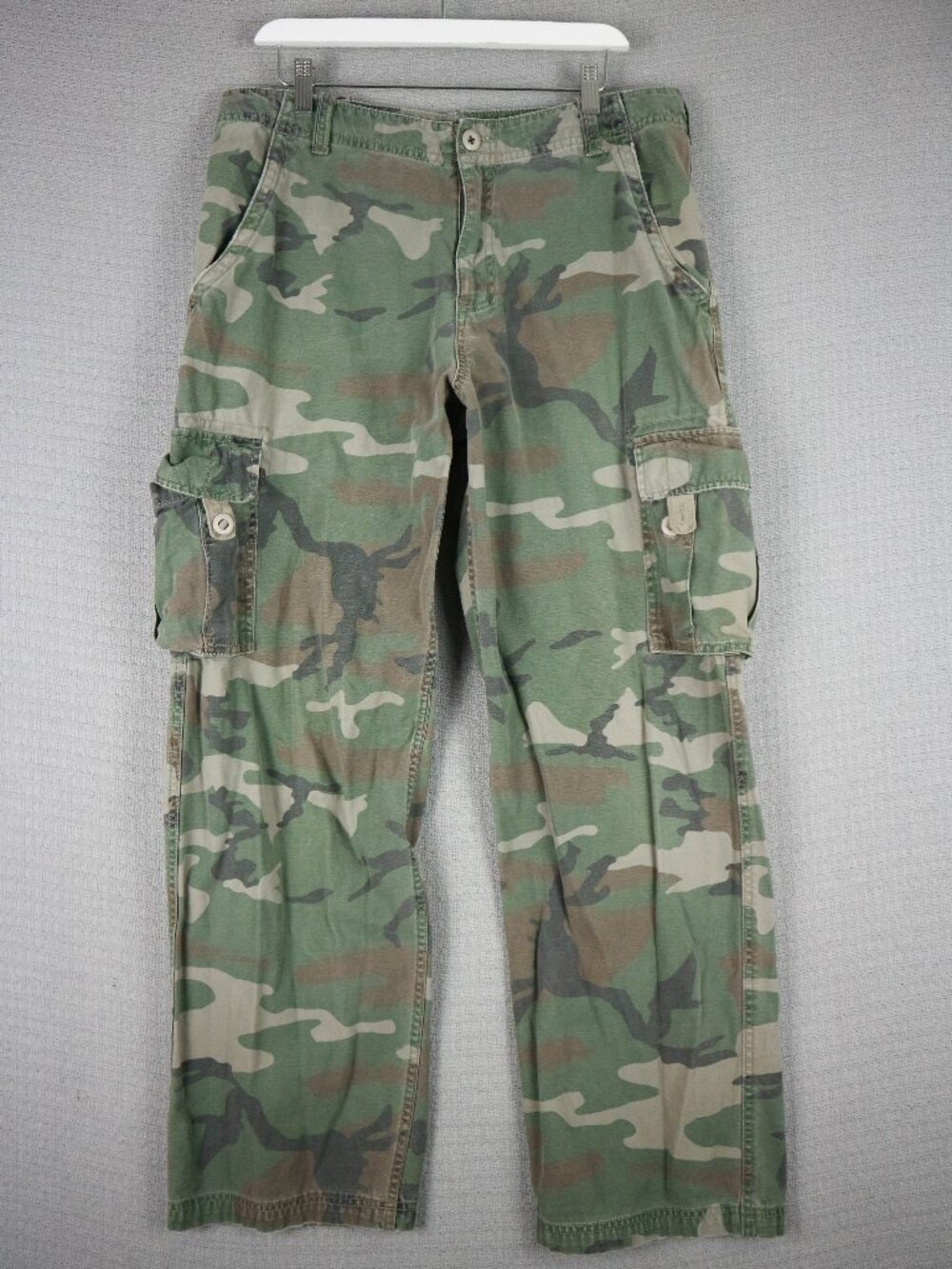 Burnside Baggy Y2K Skater Camo Cargo Pants Wide Mens 36x31 fits 35x31